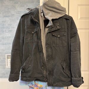Levi's Charcoal Jacket with Gray Hoodie